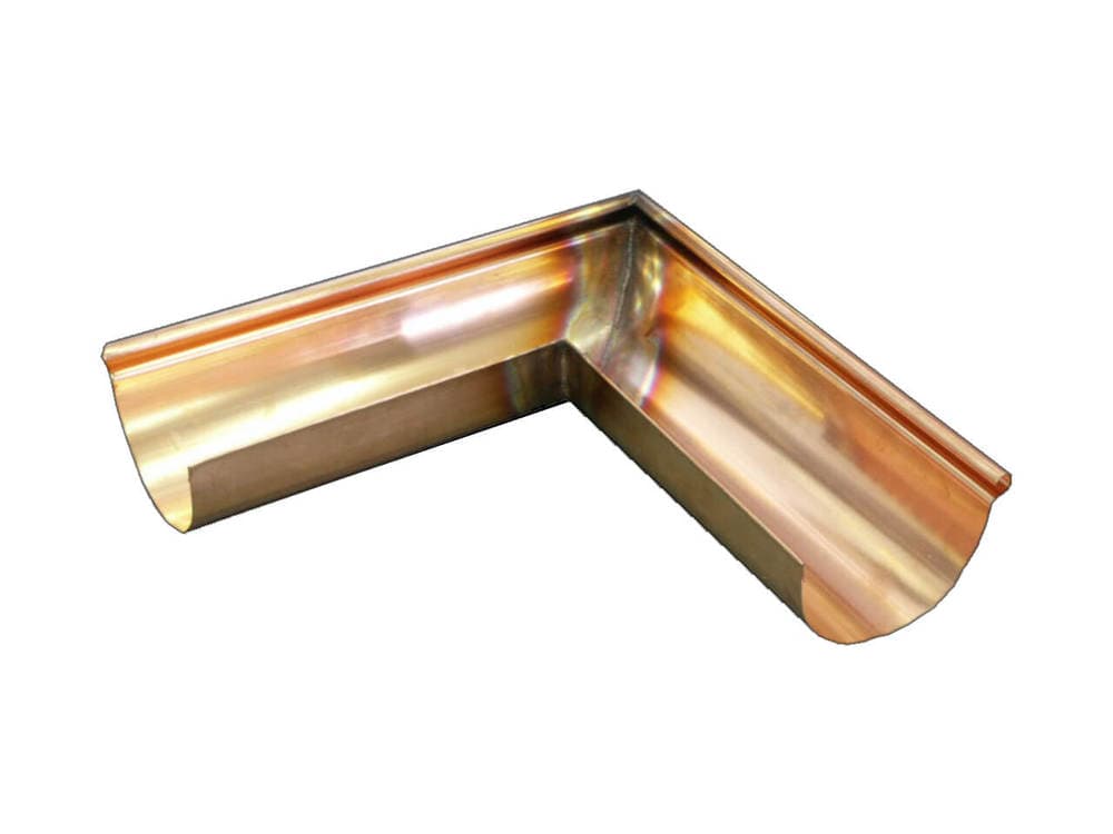 Copper Large Half Round Gutter External Corner - 90 Degree x 165mm