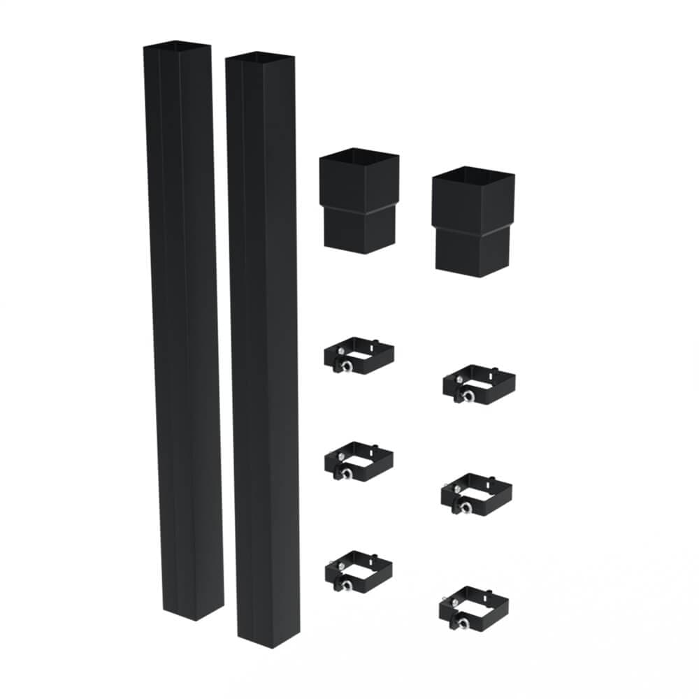 Galeco Square Steel Socket Downpipe Kit Black - 80mm Diameter