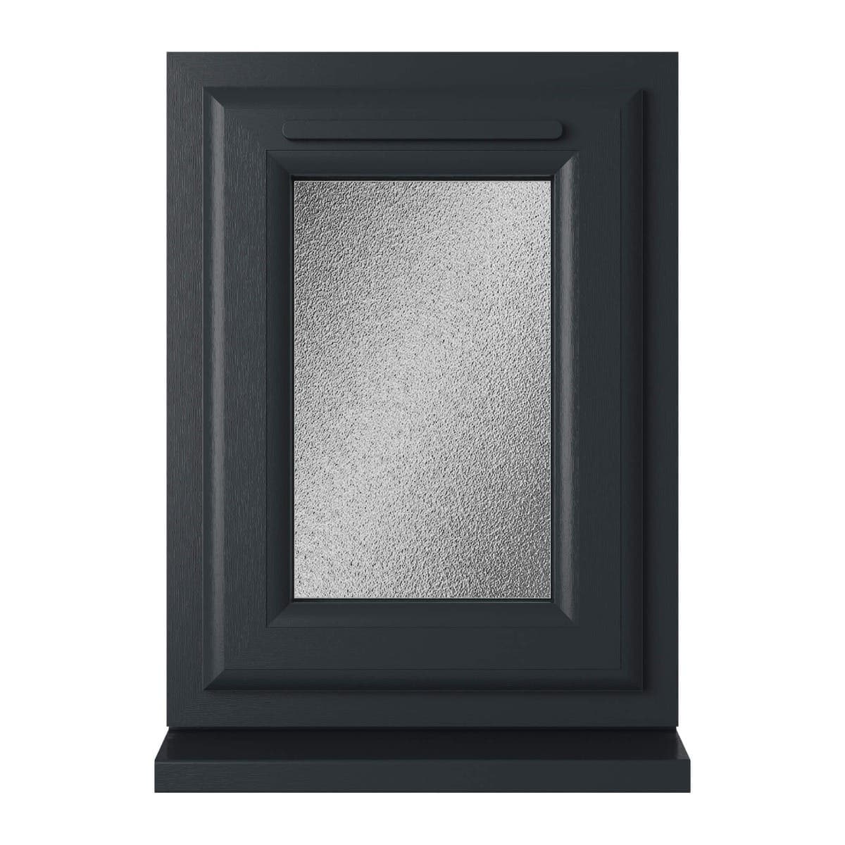 uPVC Grey/White Double Glazed Window - Top Opener - Obscure Glass - 440 x 610mm