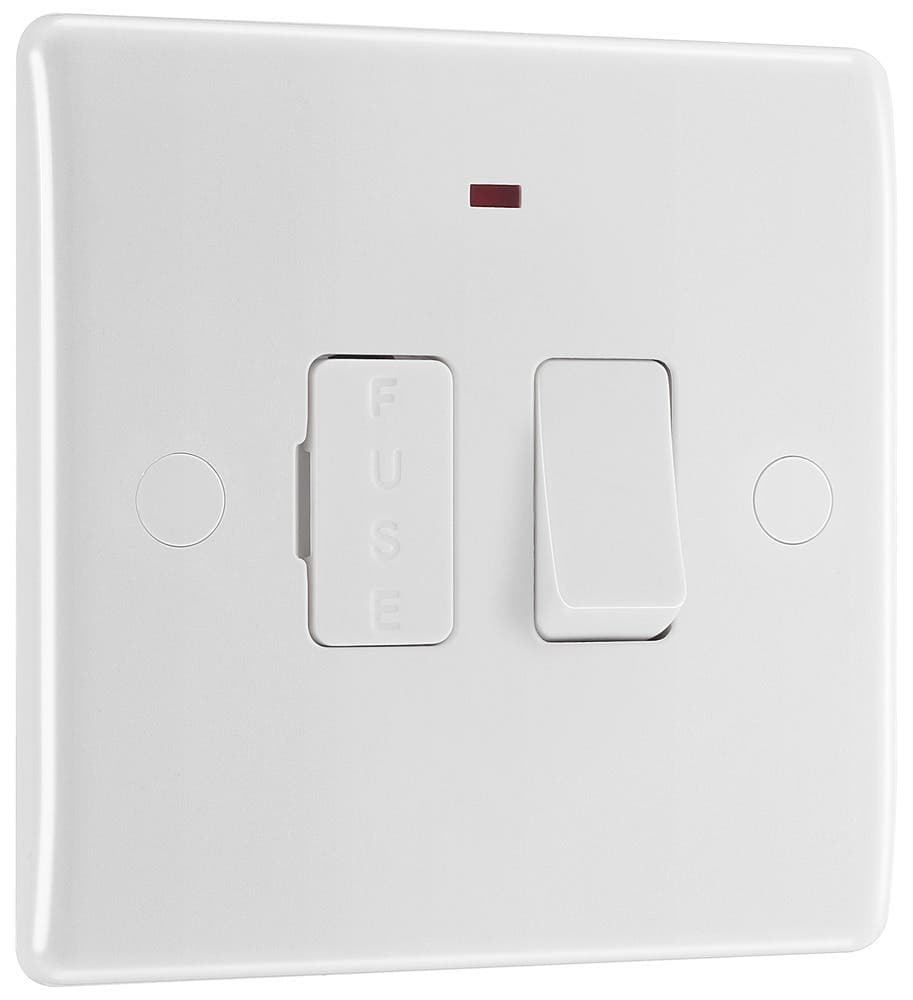 Switched Fused Connection Unit with LED Indicator - White Moulded - 13A