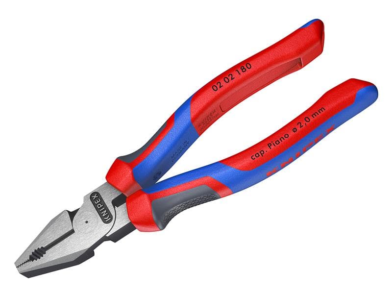 Knipex 02 02 180 SB High Leverage Combination Pliers Multi-Component Grip 180Mm