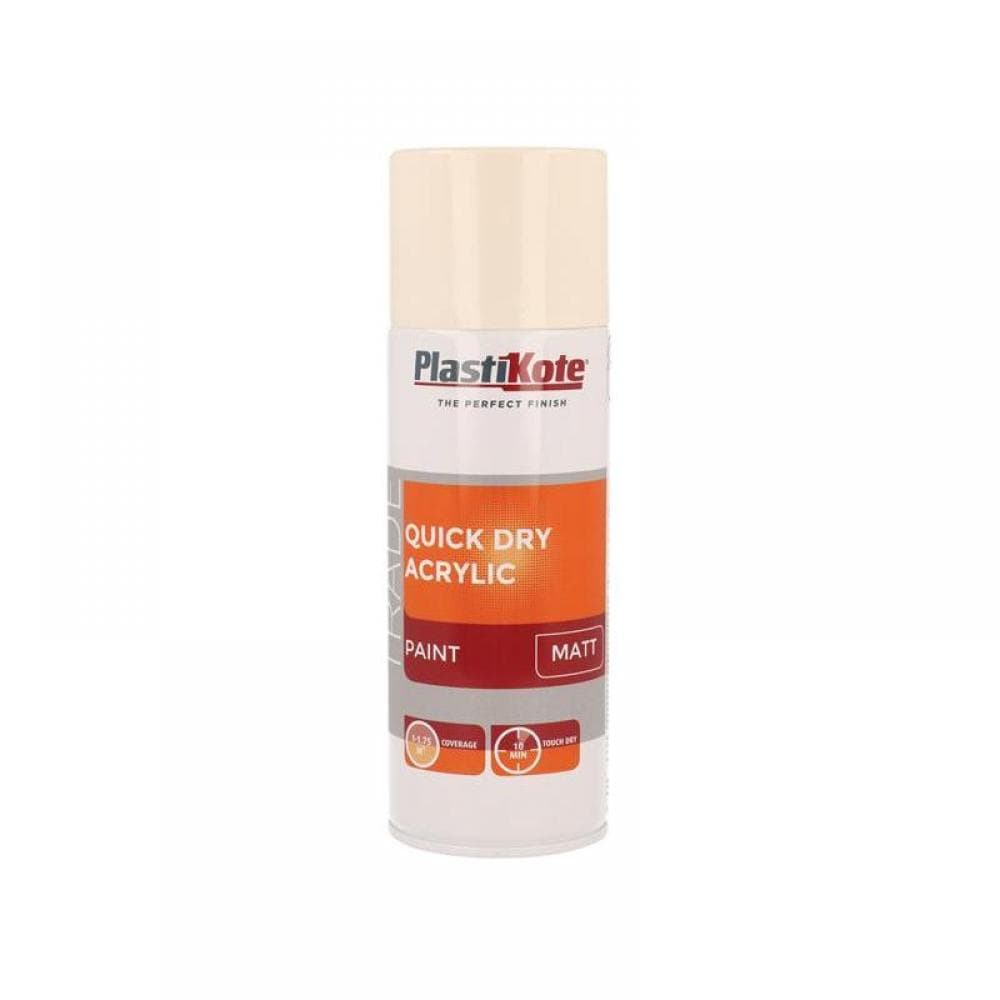 Plastikote 071015 Trade Quick Dry Acrylic Spray Paint Matt Magnolia 400Ml