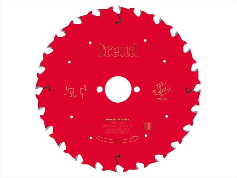 Freud F03FS09717 Wood Circular Saw Blade 190 X 30 X 2.4/1.6Mm X 24T