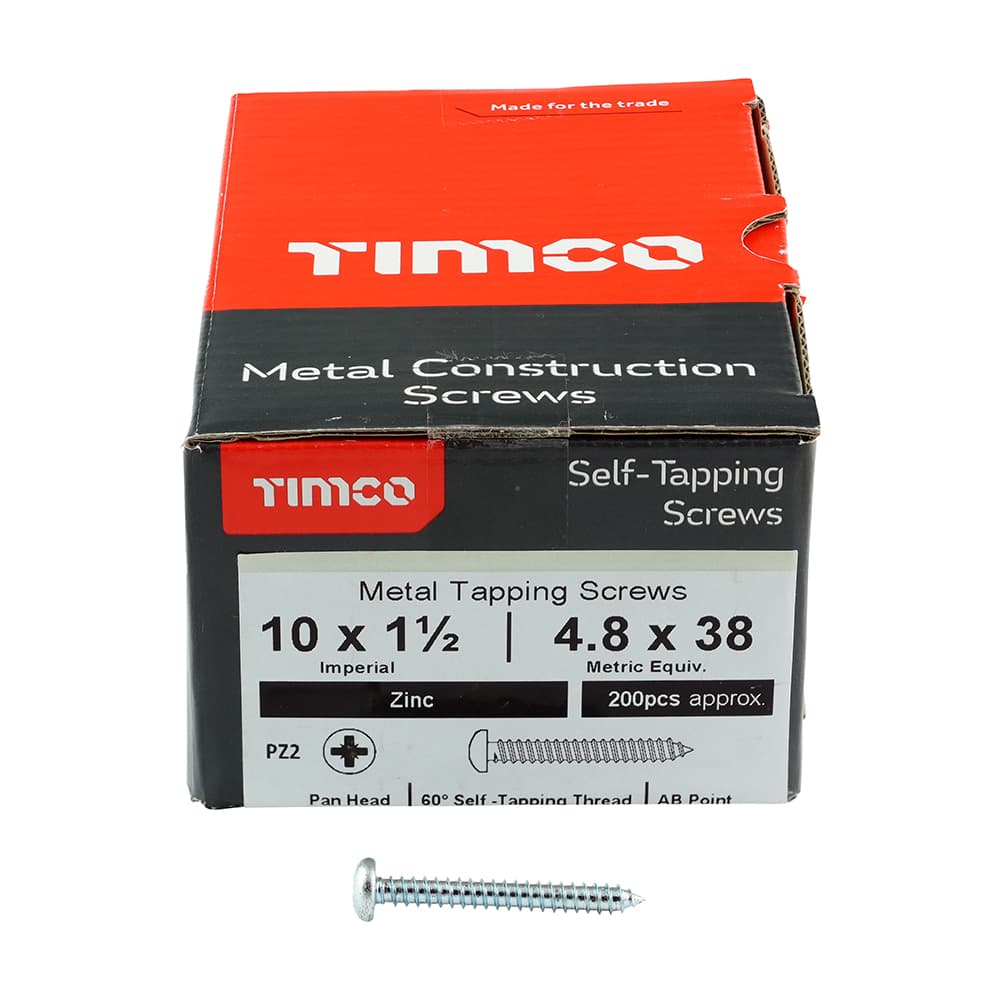Timco Self-Tapping Screws - Pz - Pan - Zinc Box 200 10112CPAZS