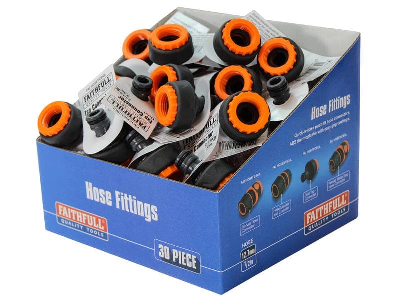 Faithfull YM5812E Plastic Tap Hose Connector 1/2 & 3/4In (Box 30)