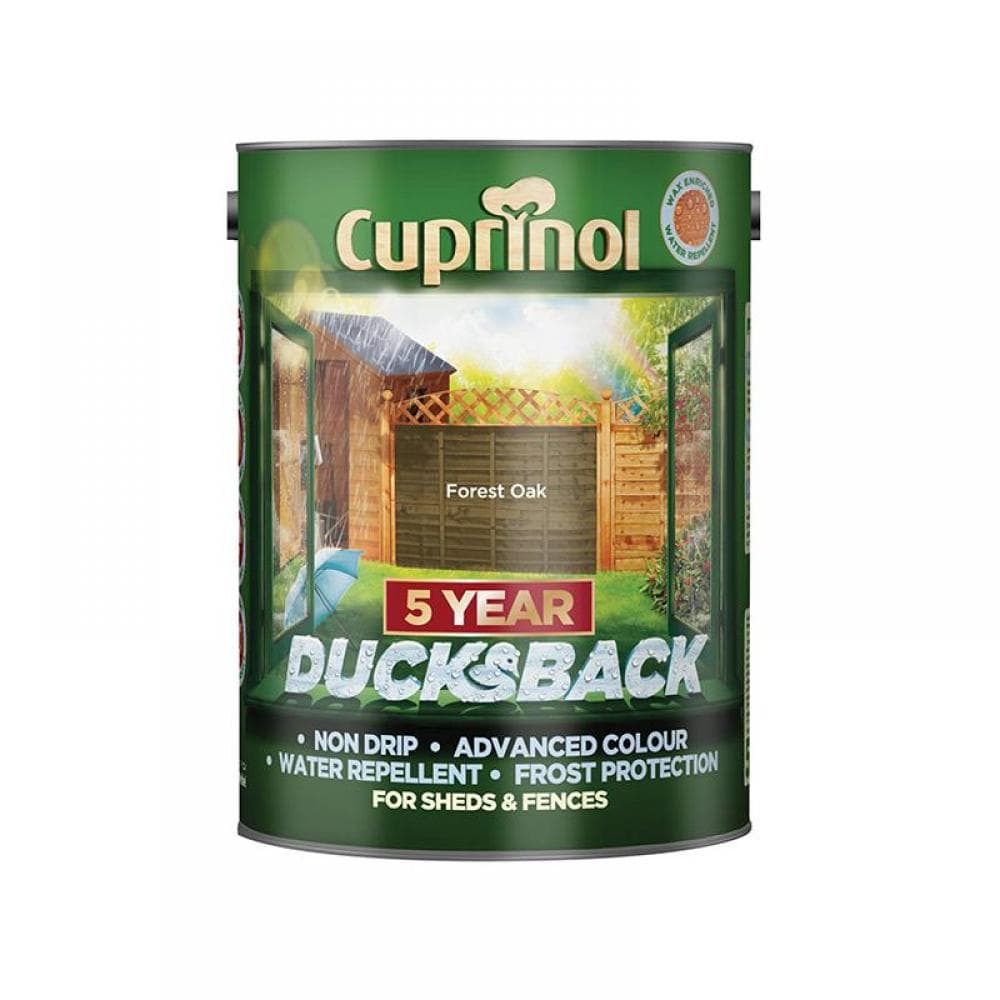 Cuprinol 5092434 Ducksback 5 Year Waterproof For Sheds & Fences Forest Oak 5 Litre