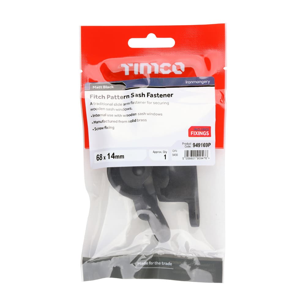 Timco Fitch Pattern Sash Fastener - Matt Black TIMpac 1 949169P