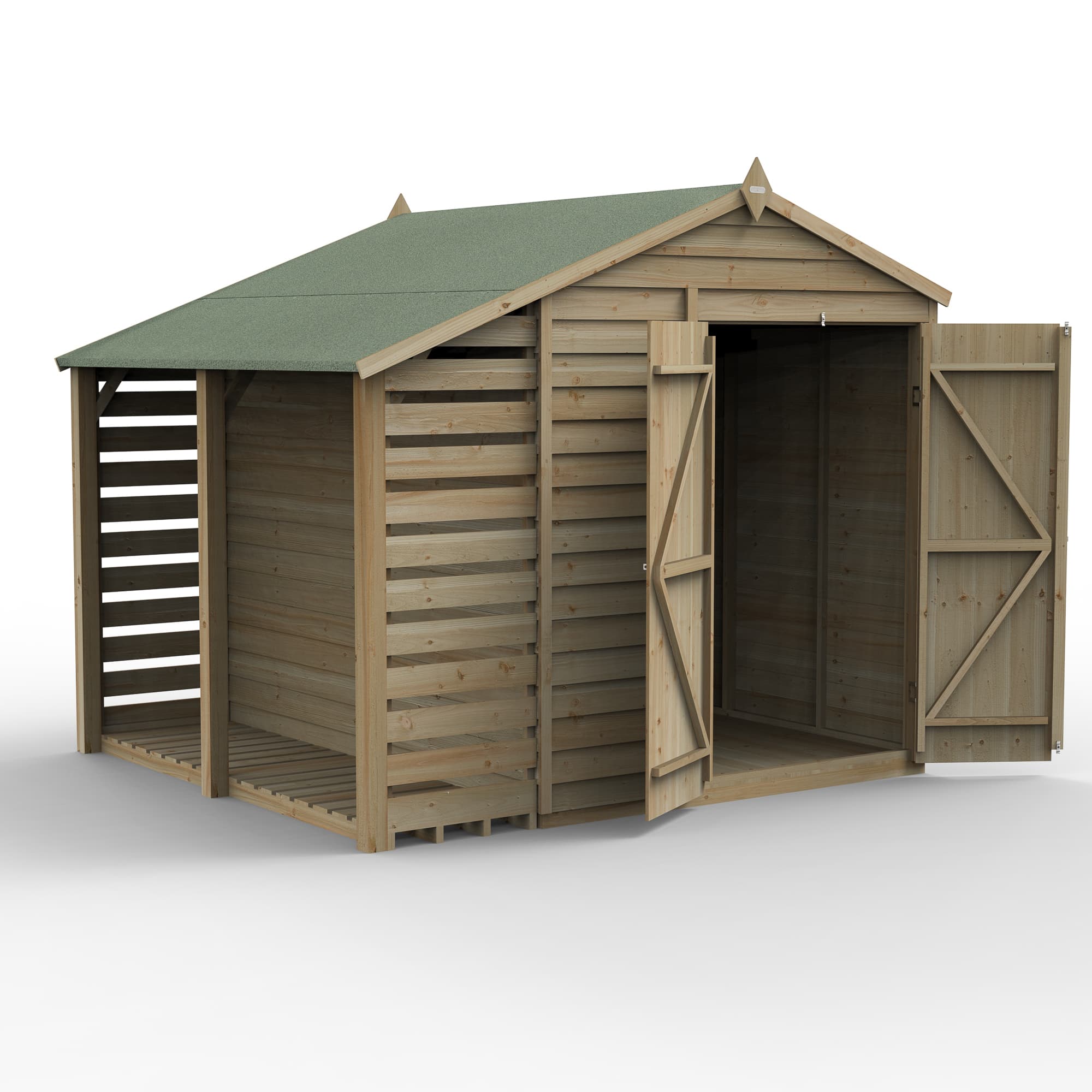 4LIFE Apex Shed 6 x 8 - Double Door - No Windows - with LEAN-TO