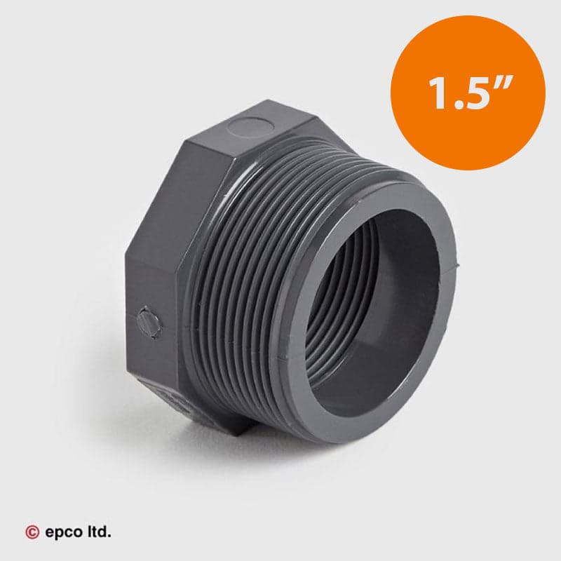1 1/2" x 1 1/4" U-PVC Threaded Reducing Bush (Short Pattern)