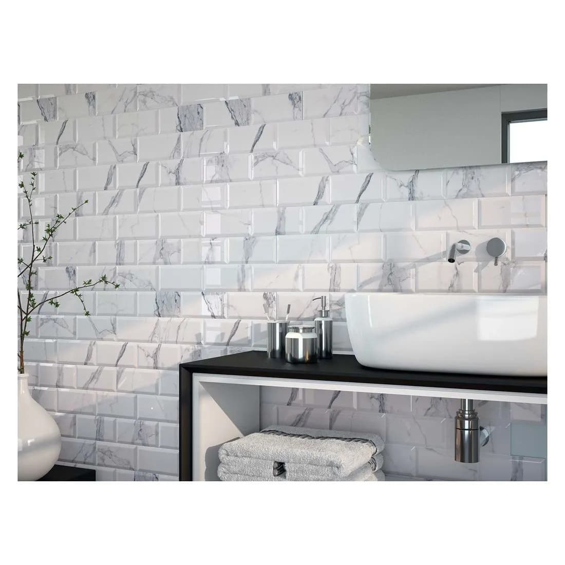 Metro Ceramic Wall Tile Calacatta 100 X 200Mm 1M2 Pk50
