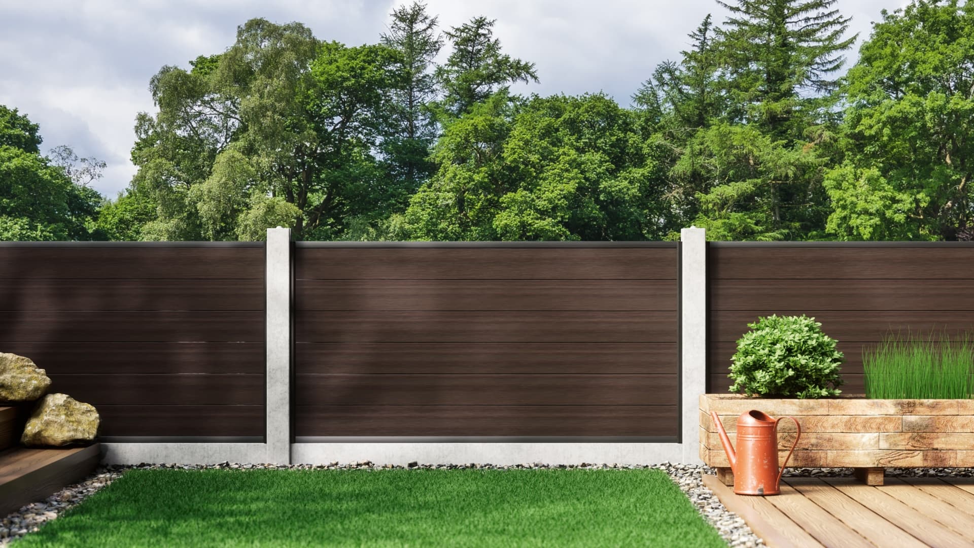 0.9m Walnut Composite Fencing