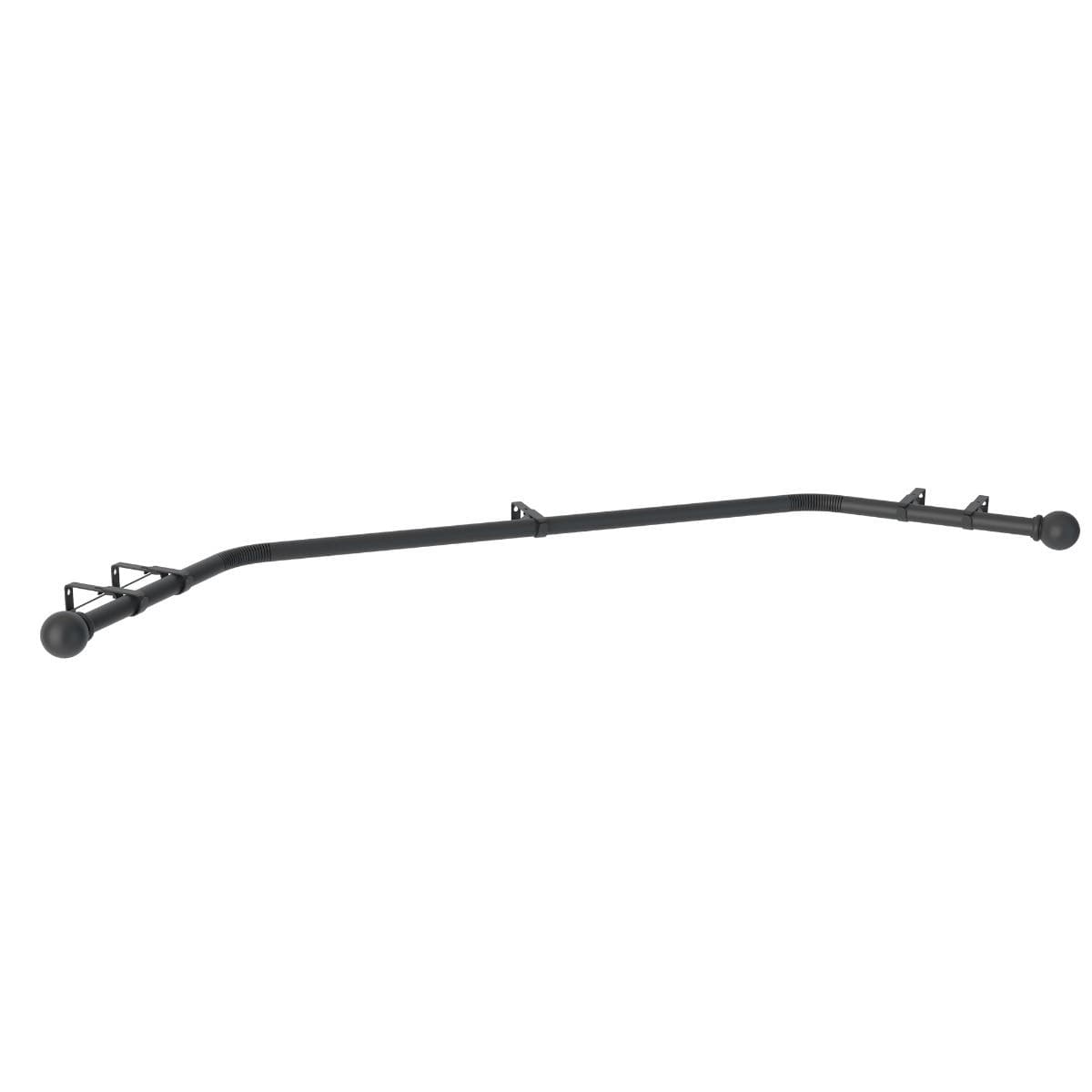 Ball Finial Curved Bay Window 3 Sided Curtain Pole - 28mm Eyelet - 4000mm - Matt Black - Classic Cup Bracket