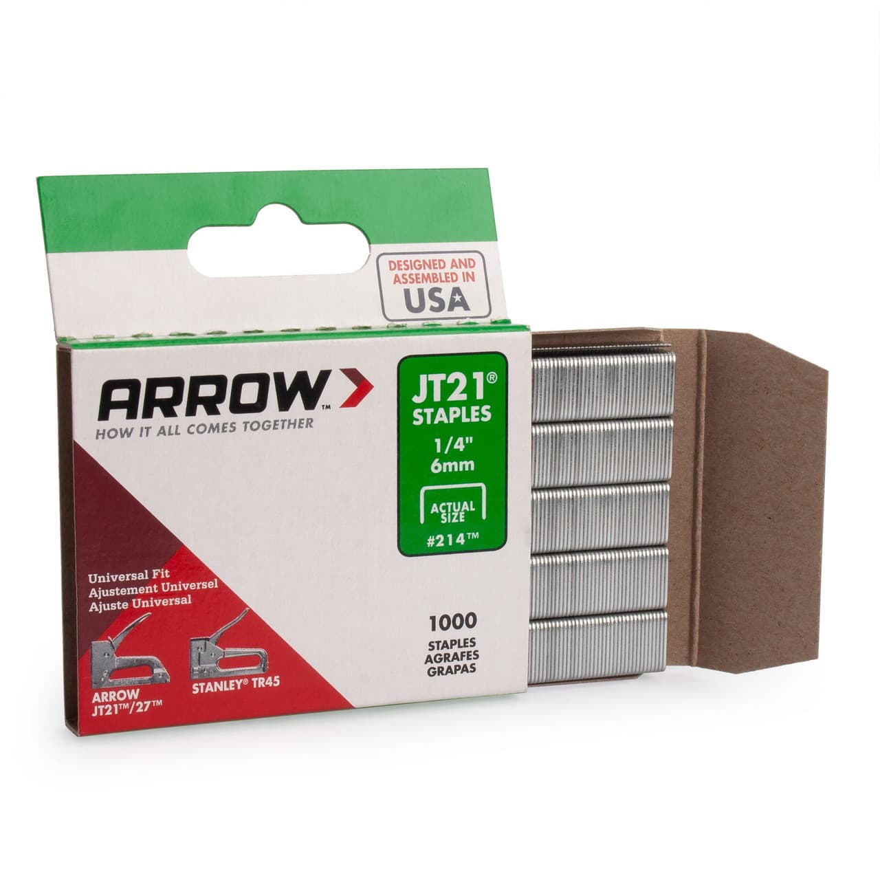 Arrow A214 Jt21 Light Duty Staples 1/4in (Pack Of 1000)