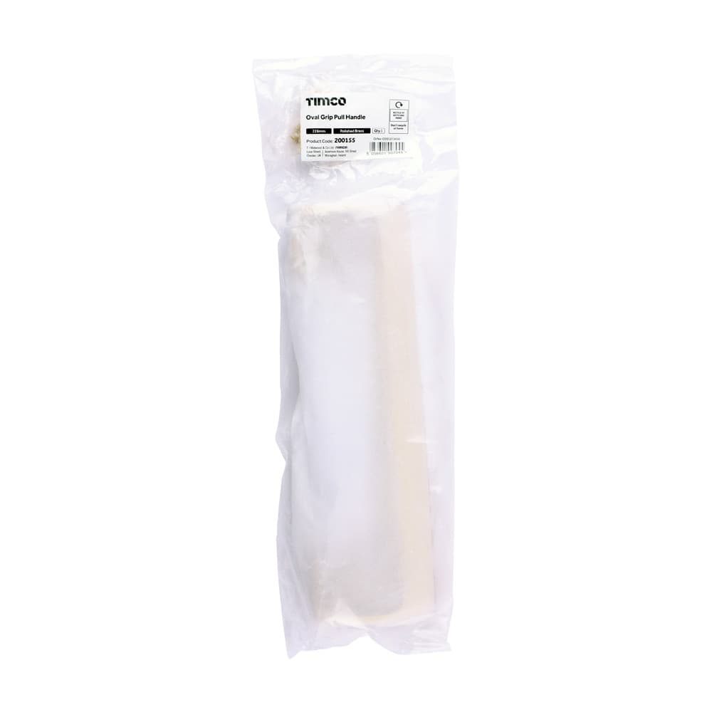 Timco Oval Grip Pull Handle - Polished Brass Bag 1 200155