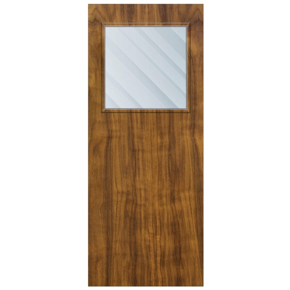 Crown American Black Walnut Solid Core FD30 Clear Glazed Internal Fire Door 2040mm x 926mm x 44mm | 600mm x 538mm VP