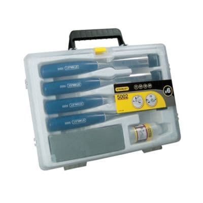 STANLEY 5002 Wood Chisels 4 Piece Set with CASE, Oil & Stone