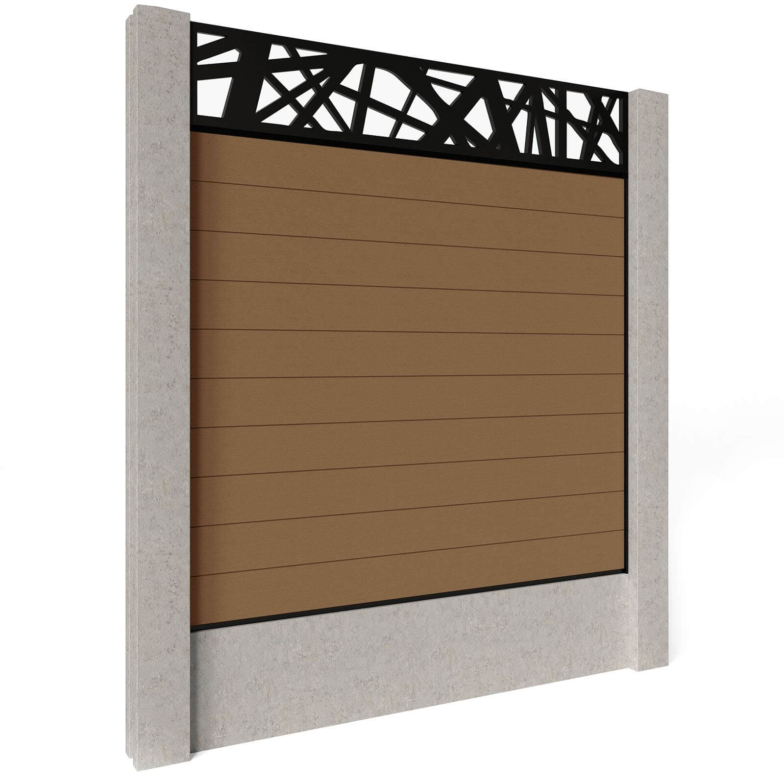 Dino Decking Composite Fence Panels - Amber with Aluminium Railings (for concrete posts) 1.8m