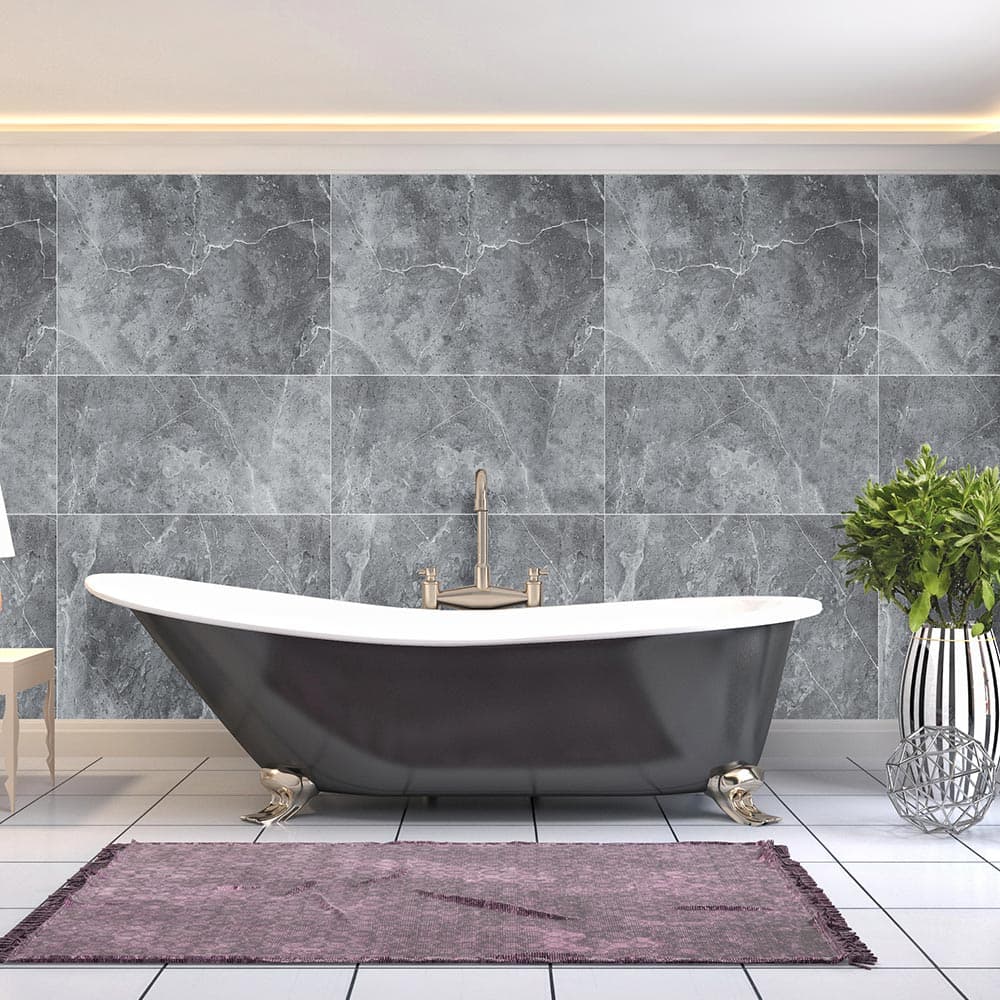 Honeycomb Large Grey Matt Tile Effect PVC Shower Panel (10mm)
