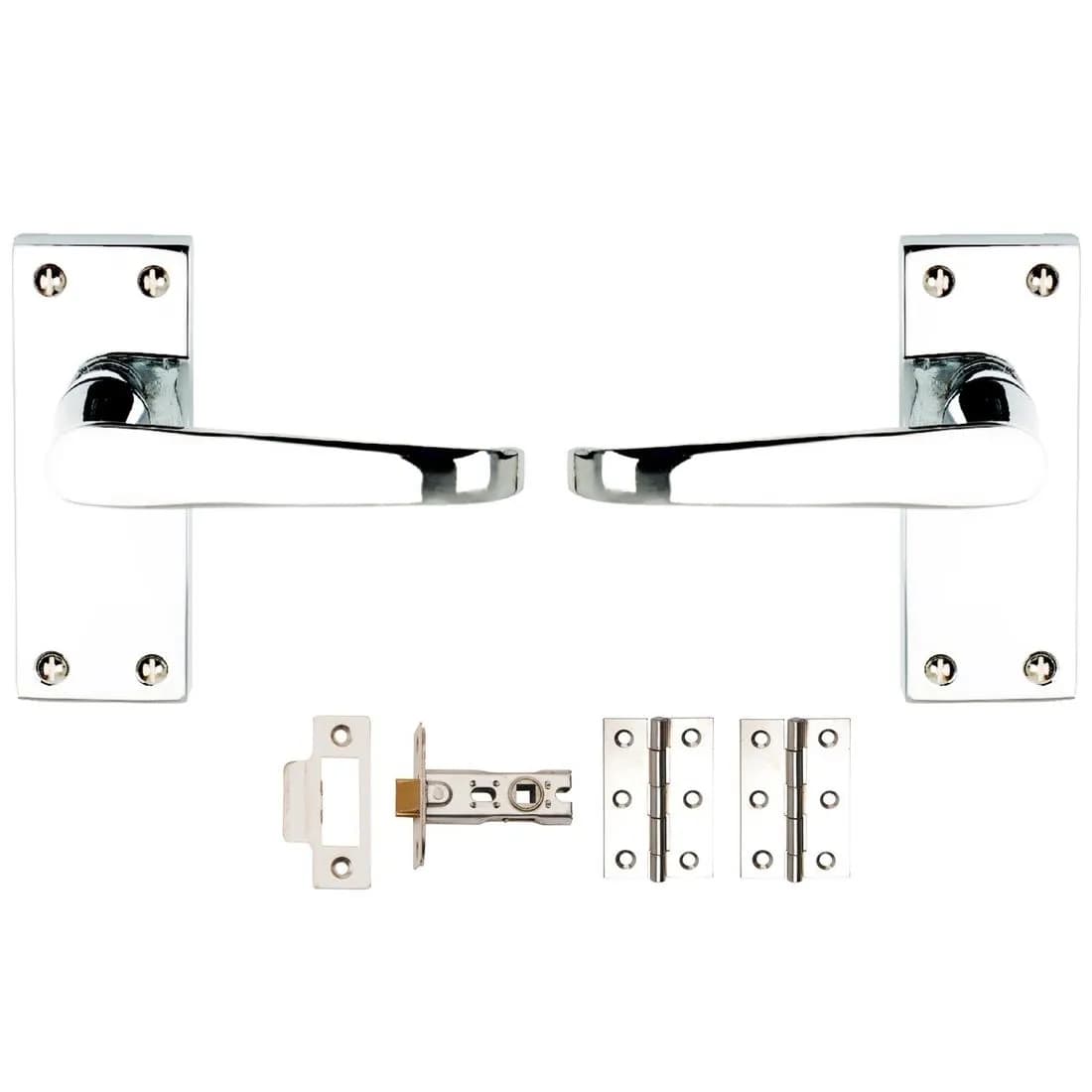 Victorian Latch Door Pack Polished Chrome Contract Pk3