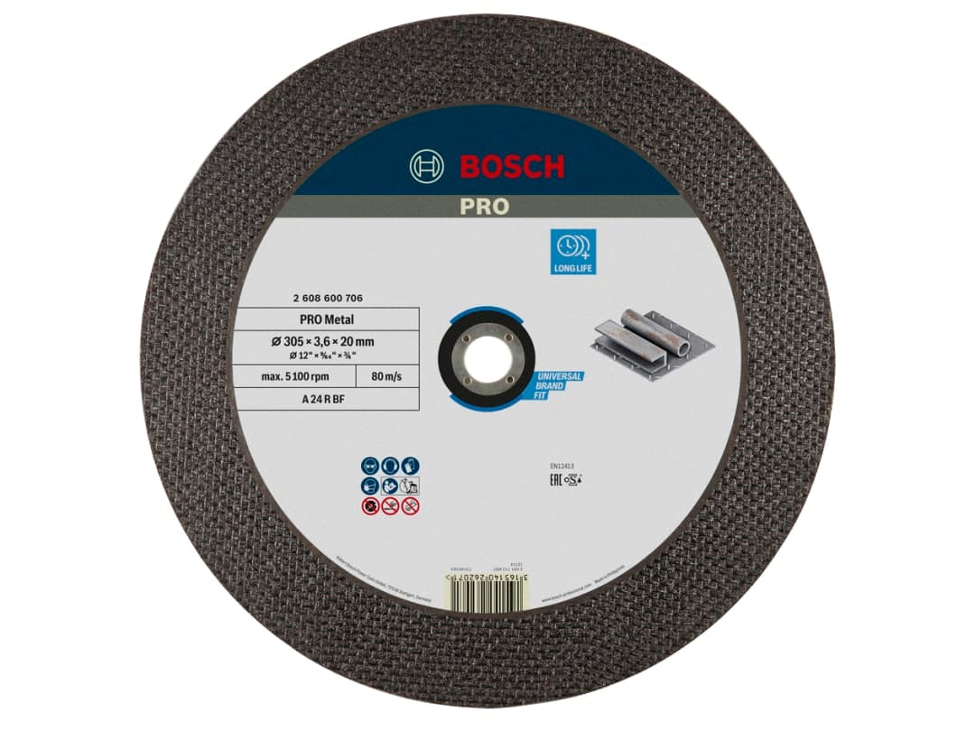 Bosch Powertool Accessories PRO Metal Bonded Cutting Disc 305 x 20mm 2608600706