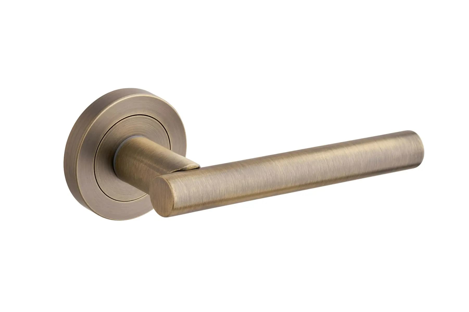 T-Bar Lever on Rose Door Handle - Antique Brass - Pair - Designer Levers