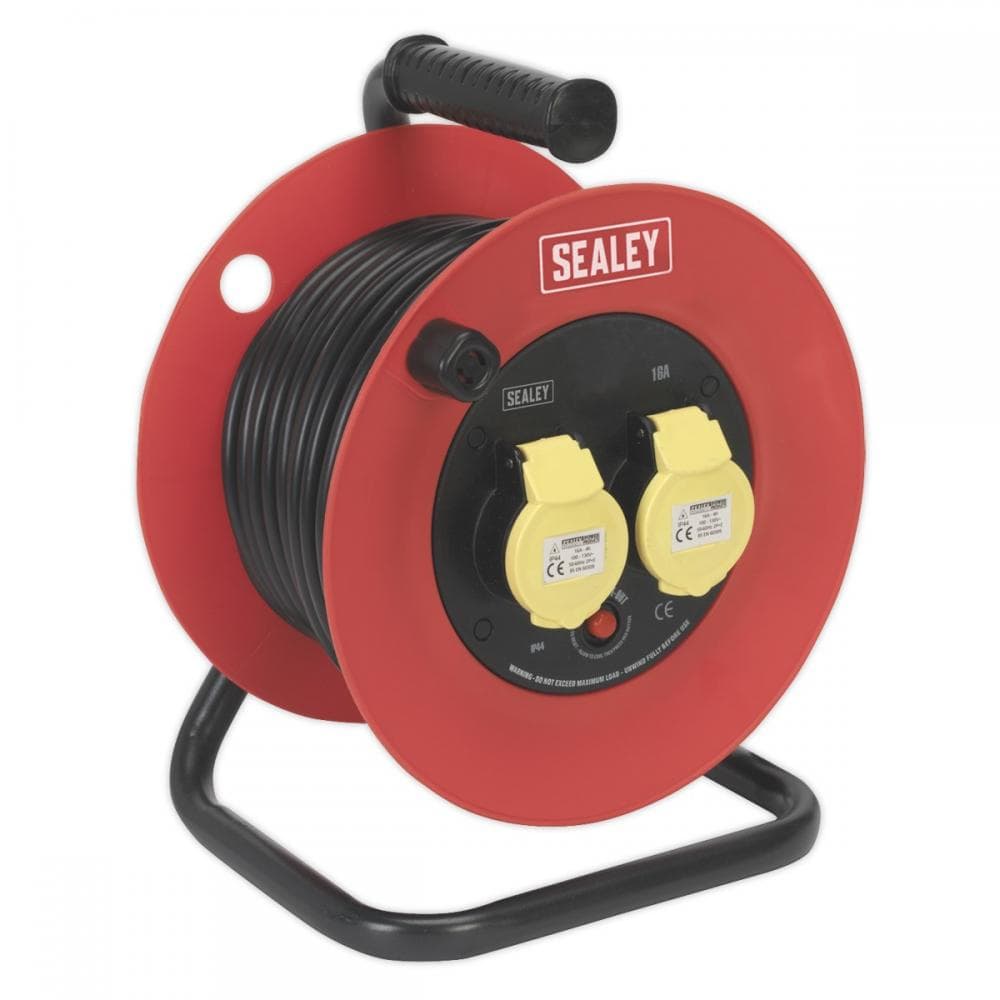 Sealey CR12515 Cable Reel 25M 2 X 110V 1.5Mm² Heavy-Duty Thermal Trip