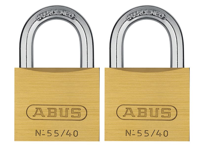 Abus Mechanical 32125 55/40Mm Brass Padlocks Twin Pack