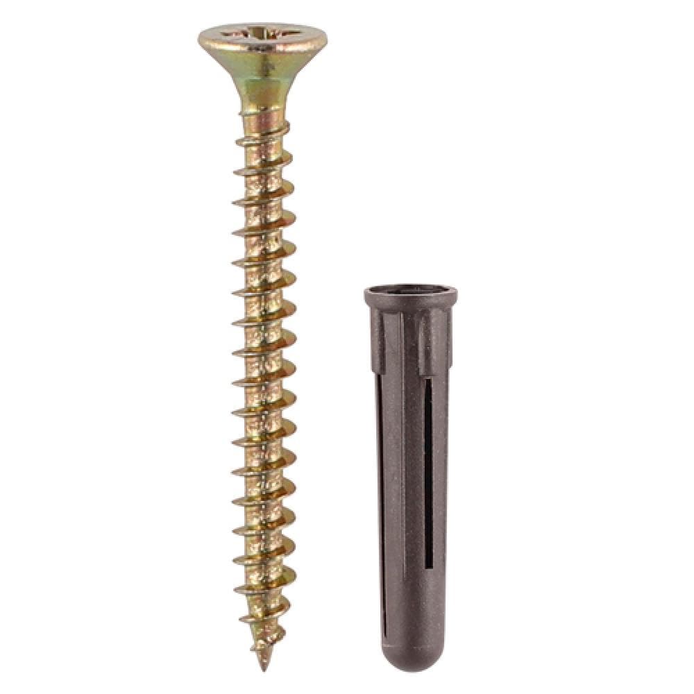 Timco SBPLUGB Brown Plastic Plugs With Screws 35Mm Brown Plug 5.0X50 Screw TIMbag 125