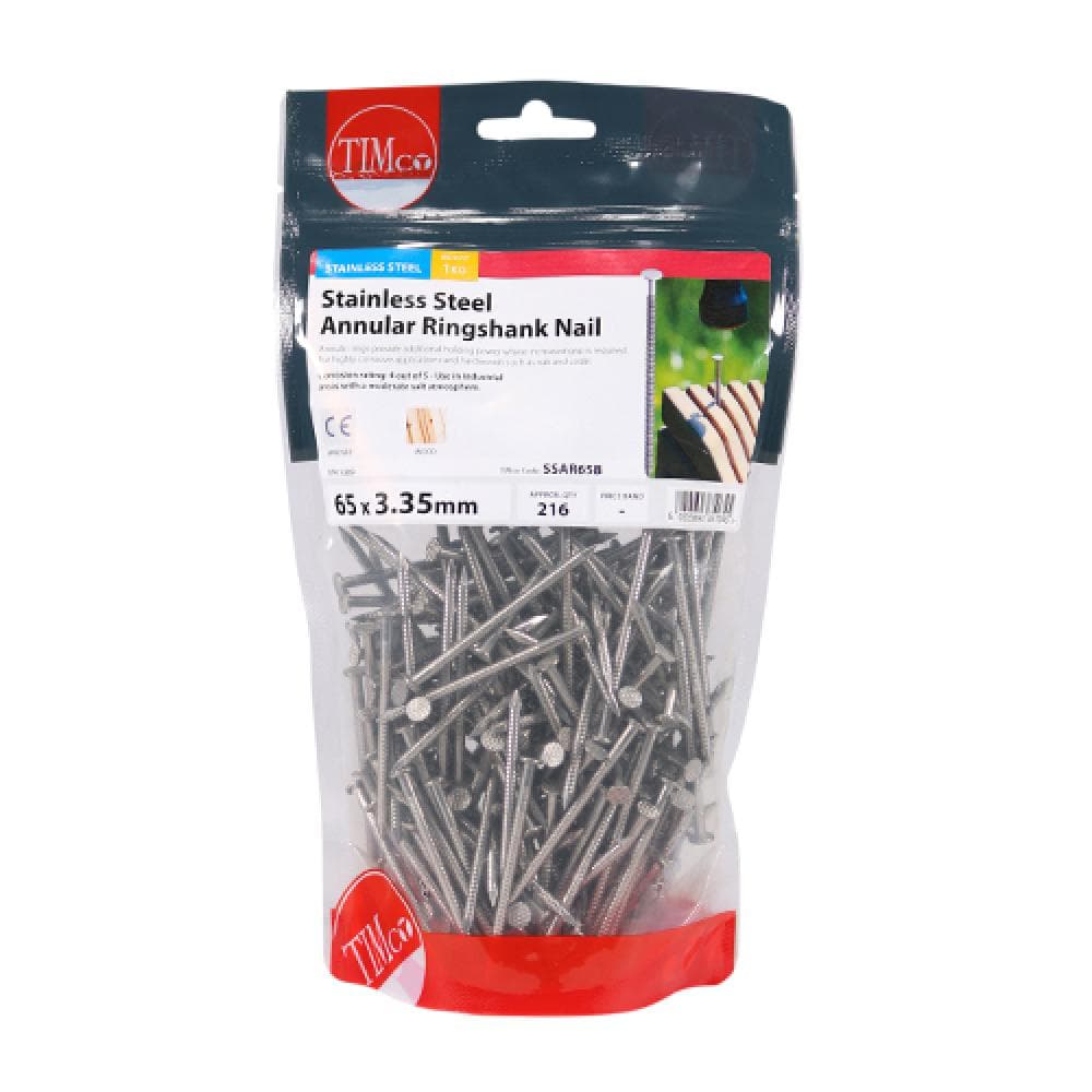 Timco SSAR65B Annular Ringshank Nails - Stainless Steel 65 X 3.35
