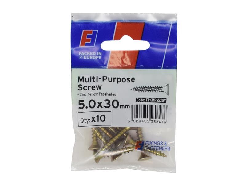 Forgefix FPKMPS530Y Multi-Purpose Pozi Screw Csk St Zyp 5.0 X 30Mm Forgepack 10
