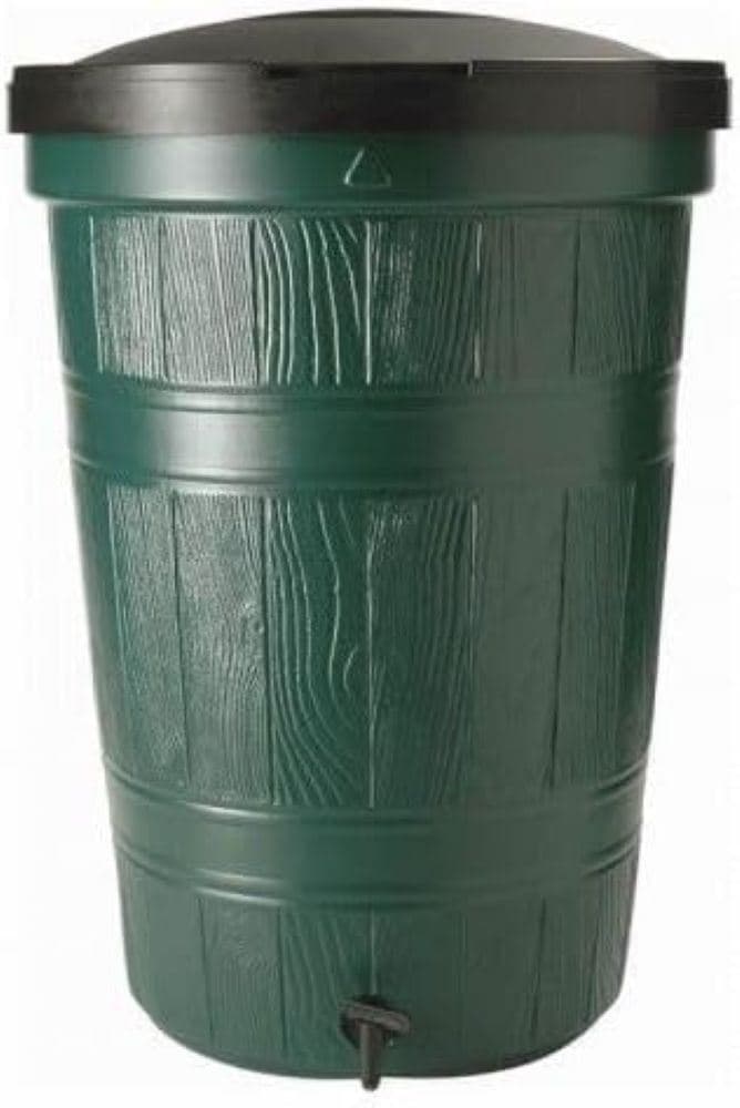 Single 200L Green Recycled Plastic Garden Water Butt – Lid and Tap Included Straights Manufacturing