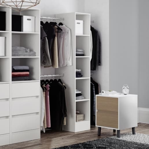 Spacepro White MFC Tower Unit with Hanger Bar, Size: 2100x450x20mm