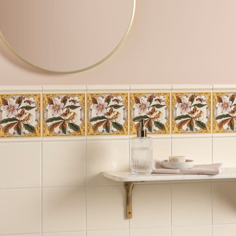 Original Style Artworks Windflower Single Tile on County White