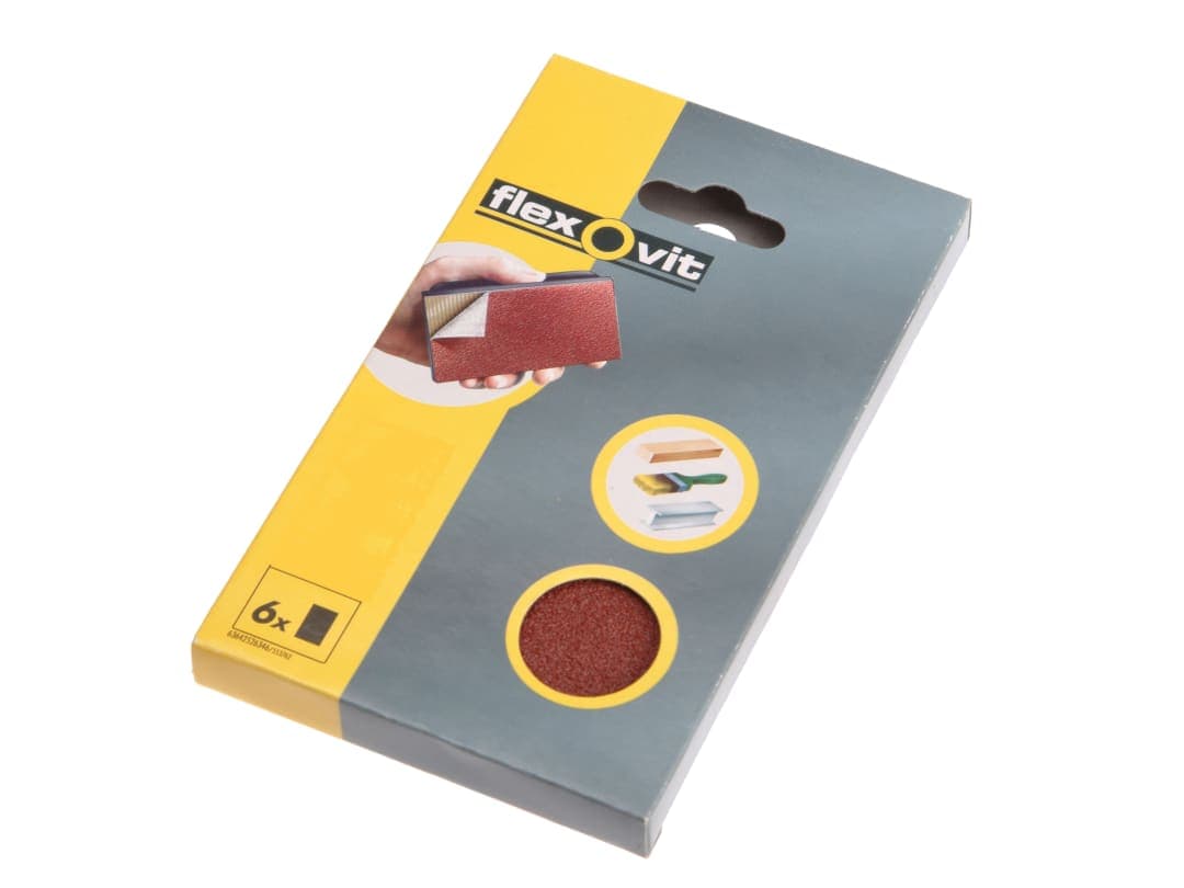 Flexovit Hook & Loop Sanding Block Refill Kit Fine 120g (6) 63642526349