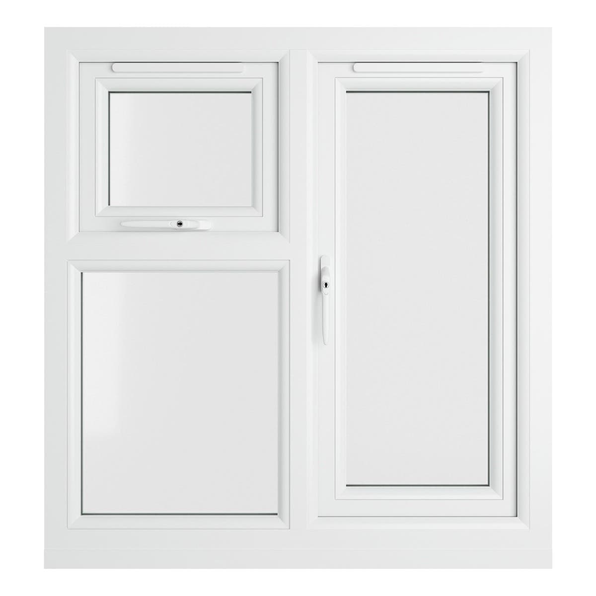 uPVC White Triple Glazed Window - Left Handed - Side Hung/Top Opener - Clear Glass - 905 x 965mm