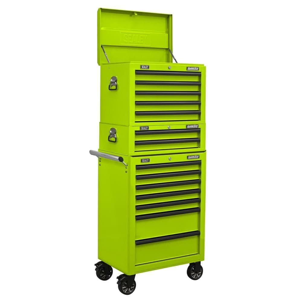 Sealey APSTACKTHV Topchest Mid-Box & Rollcab Combination 14 Drawer With Ball-Bearing Slides - Green