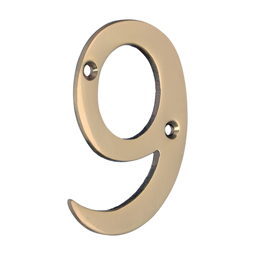 Timco Door Numeral 9 - Polished Brass TIMpac 1 200173P
