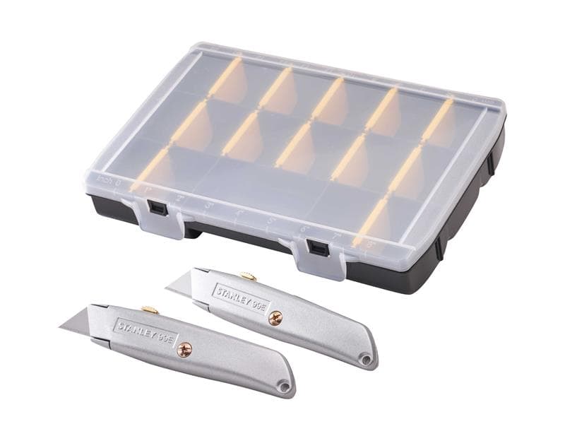 Stanley® STHT10899-9 99E Trimming Knife Twin Pack With 50 Spare Blades In Organiser