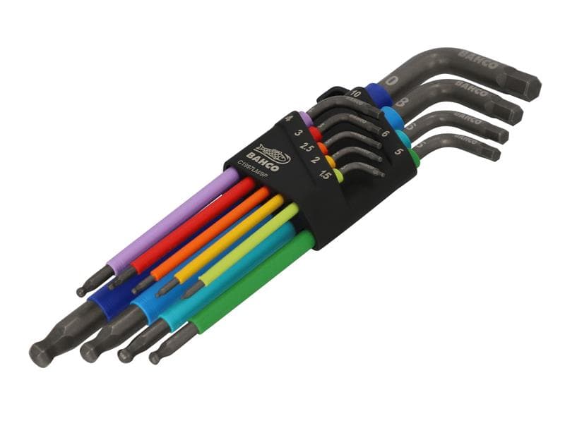 Bahco C1997LM/9P C1997Lm/9P Metric Long Ball End Coloured Hex L-Key Set 9 Piece