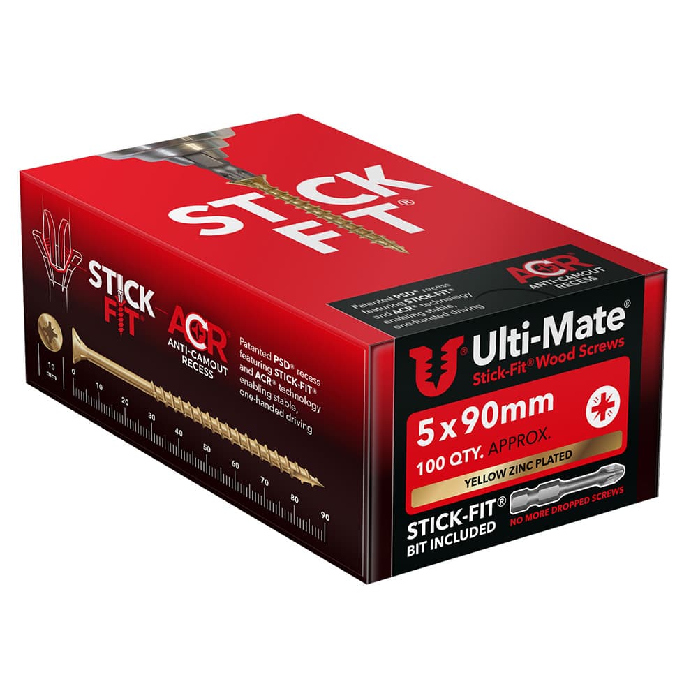 Ulti-Mate® Stick-Fit® Wood Screws 5.0 x 90mm Qty 100