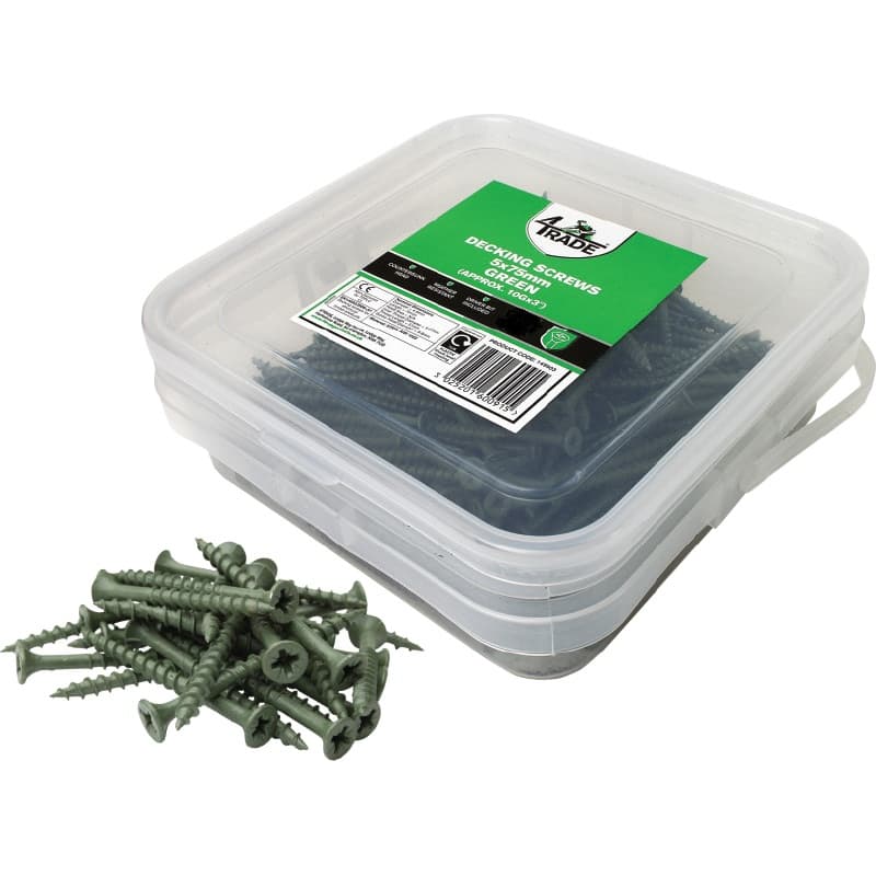 4Trade Decking Screw 4 x 50mm Green Tub 500