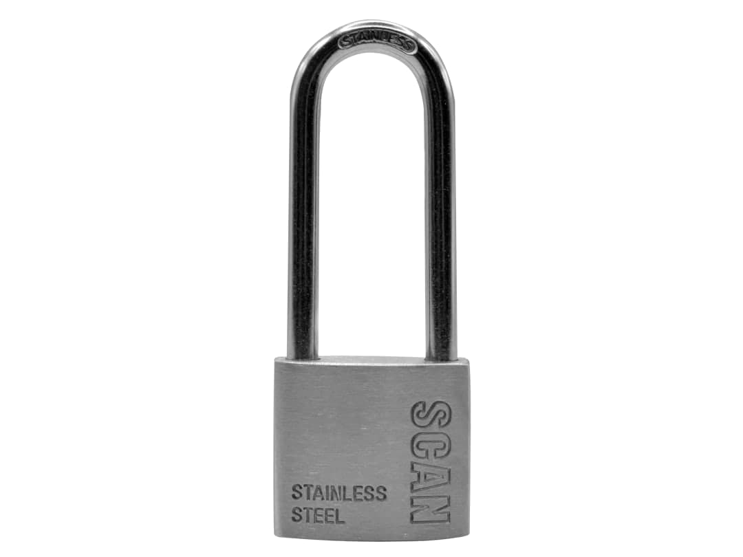 Scan Stainless Steel Padlock 38mm Long Shackle ZB111-38L