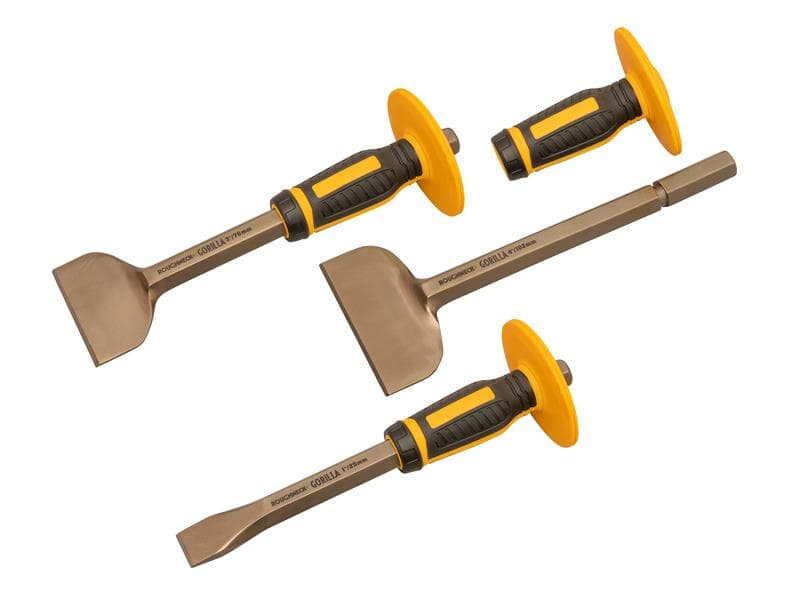 Roughneck 31-933 Bolster & Chisel Set With Non-Slip Guards 3 Piece