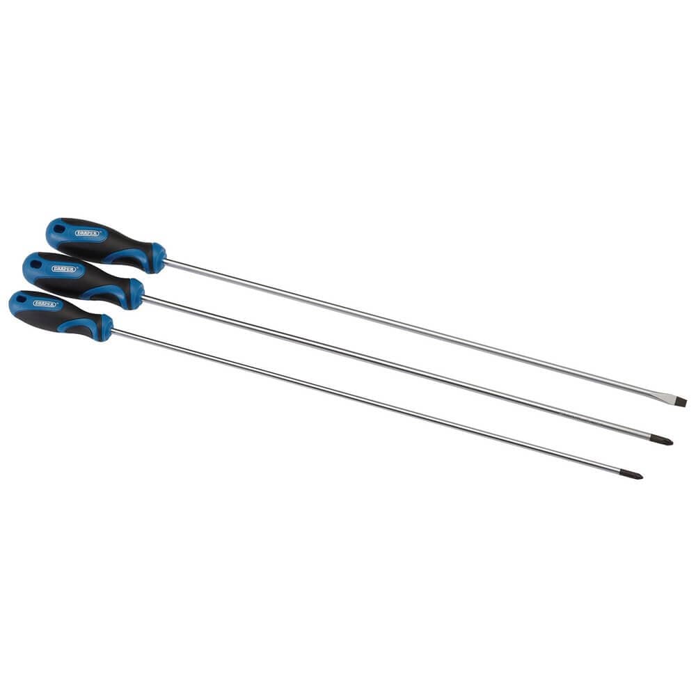 Draper 32603 Extra Long Reach Soft Grip Screwdriver Set 450Mm (3 Piece) per set