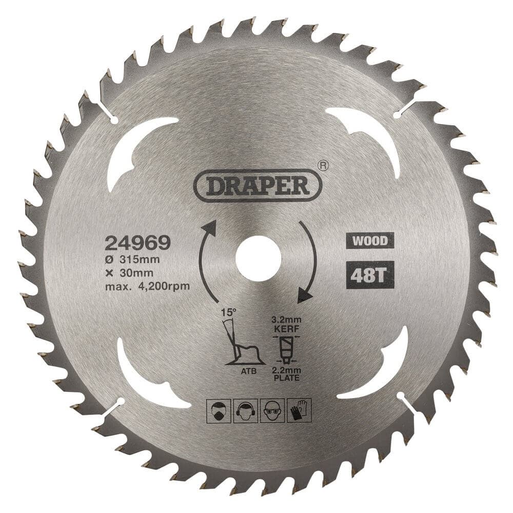 Draper 24969 Tct Circular Saw Blade For Wood 315 X 30Mm 48T each 1