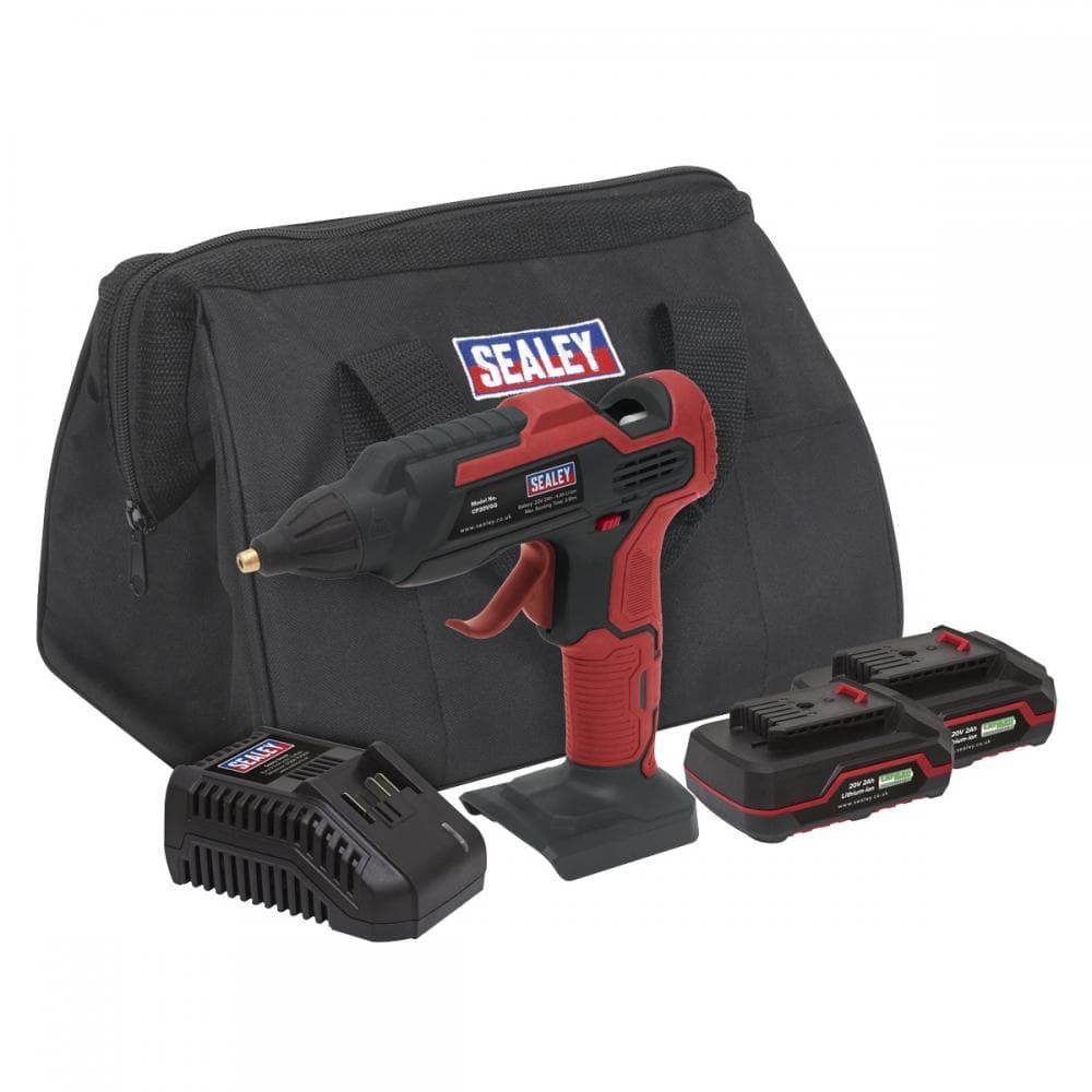 Sealey CP20VGGKIT Cordless Glue Gun Kit 20V 2Ah Sv20 Series - 2 Batteries