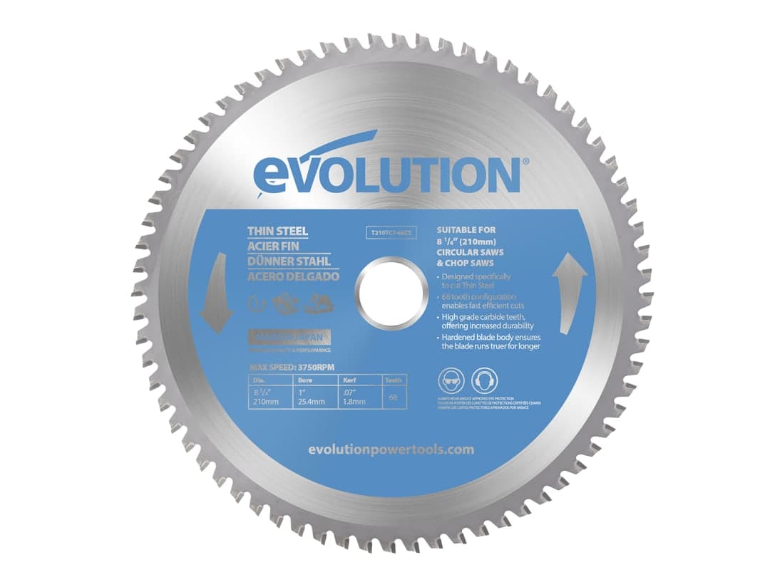 Evolution Thin Steel Cutting Circular Saw Blade 210 x 25.4 x 68T T210TCT-68CS