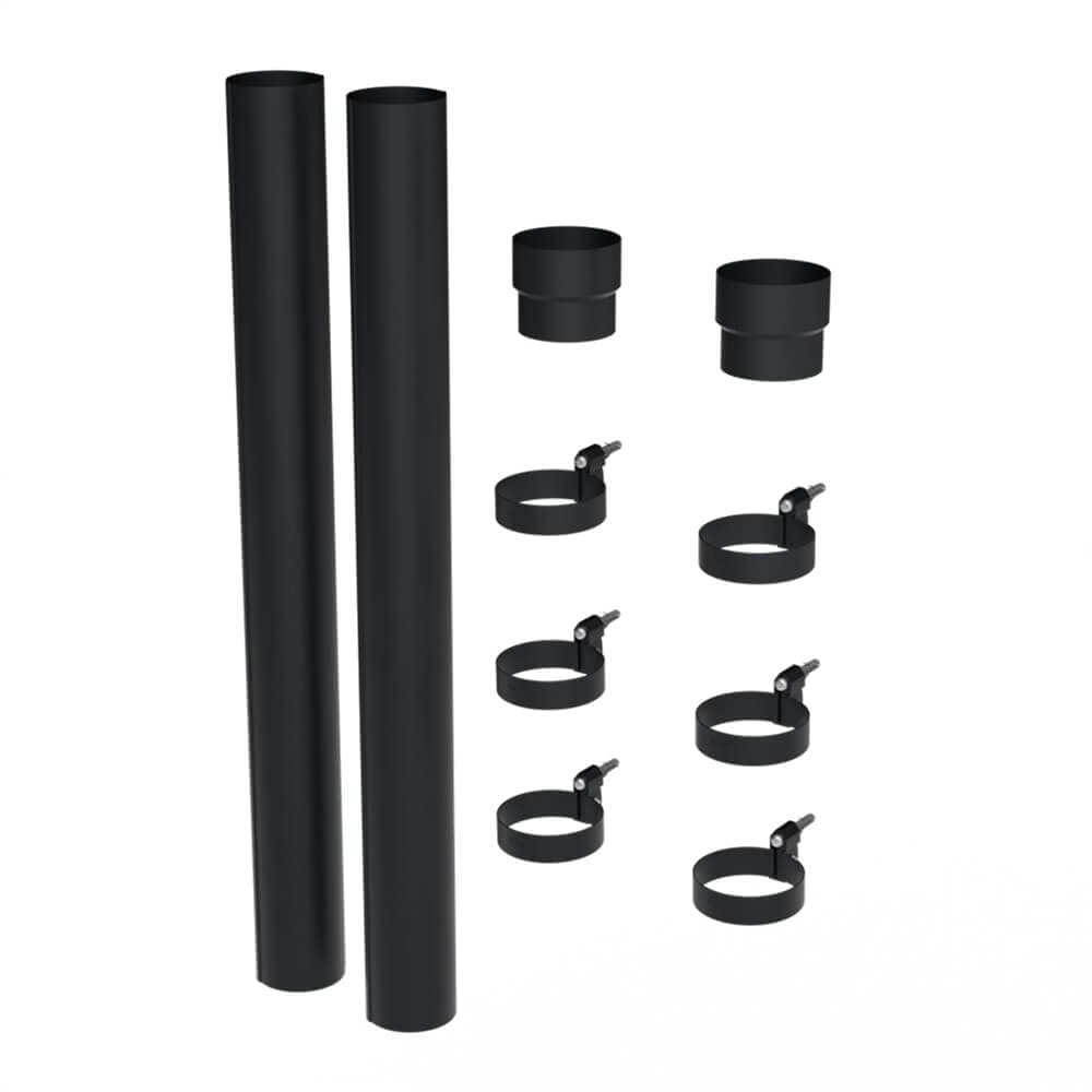 Galeco Steel Round Socket Downpipe Kit Black - 87mm Diameter