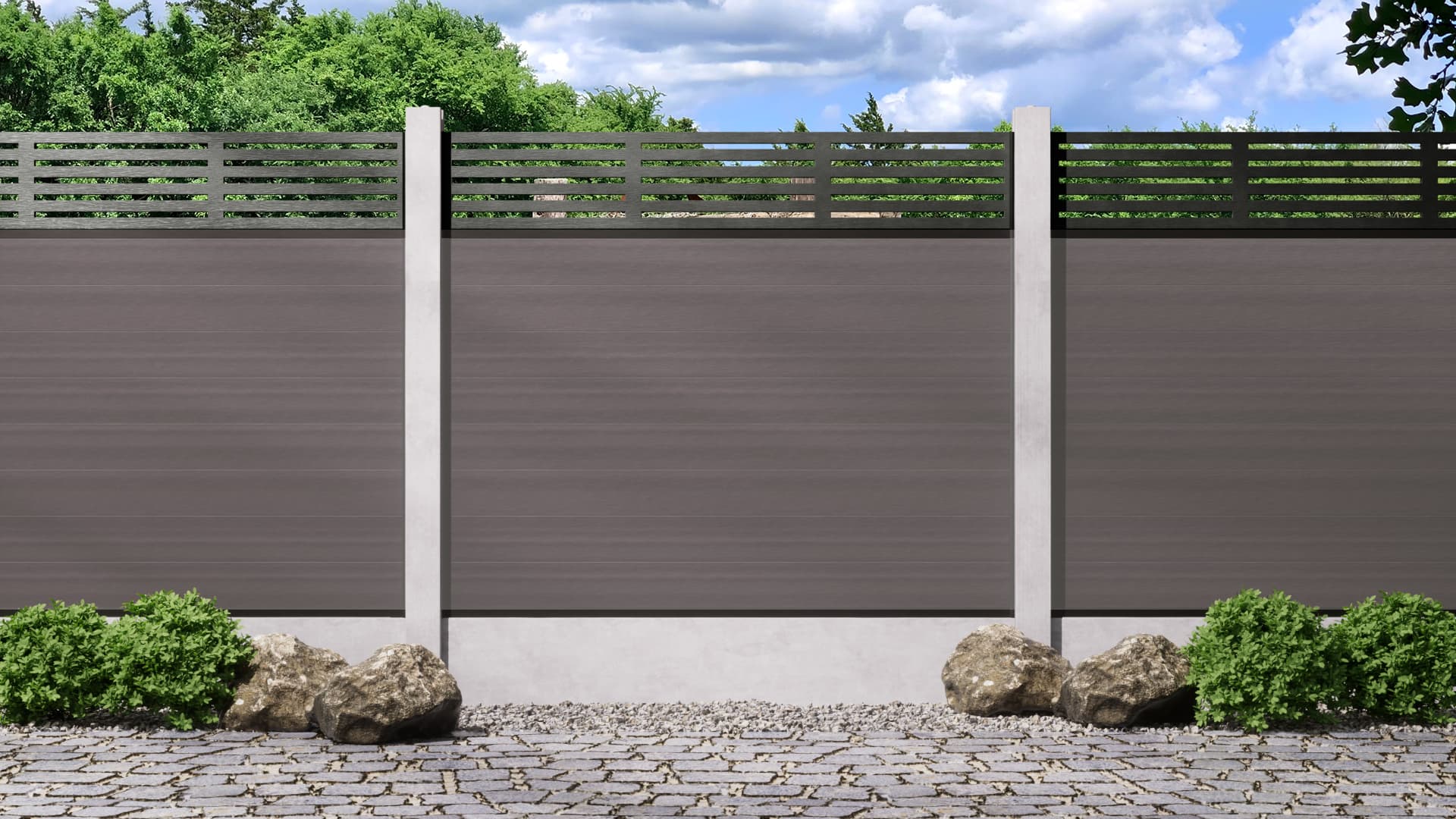 1.5m – Stone – New York Decorative Panel With Fence