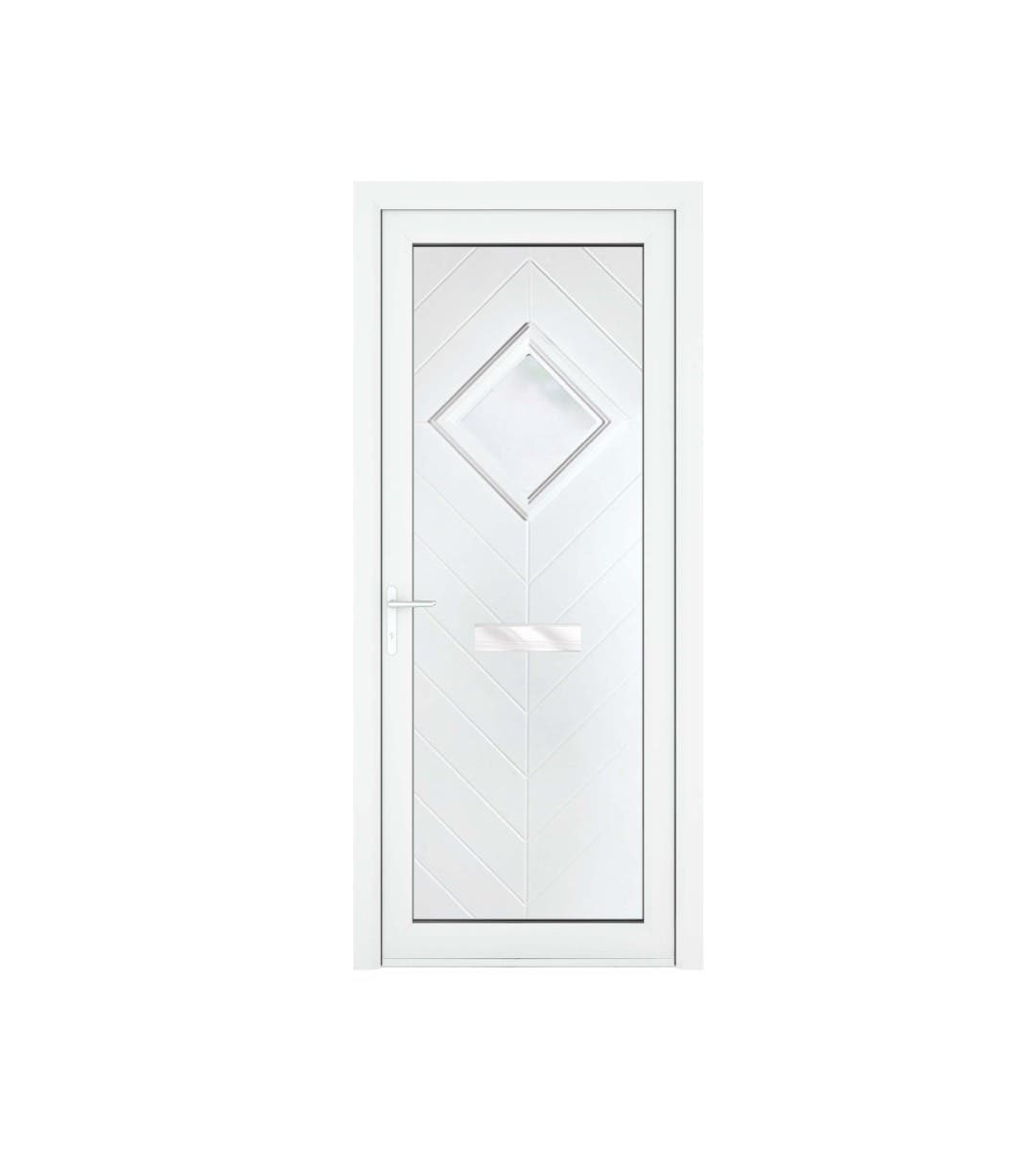 uPVC Hamburg White Front Door - Left Hand Open - Obscure Glass - Double Glazed - 920 x 2090mm